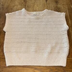 Joie Cream Open-Knit Short Sleeve Sweater Top